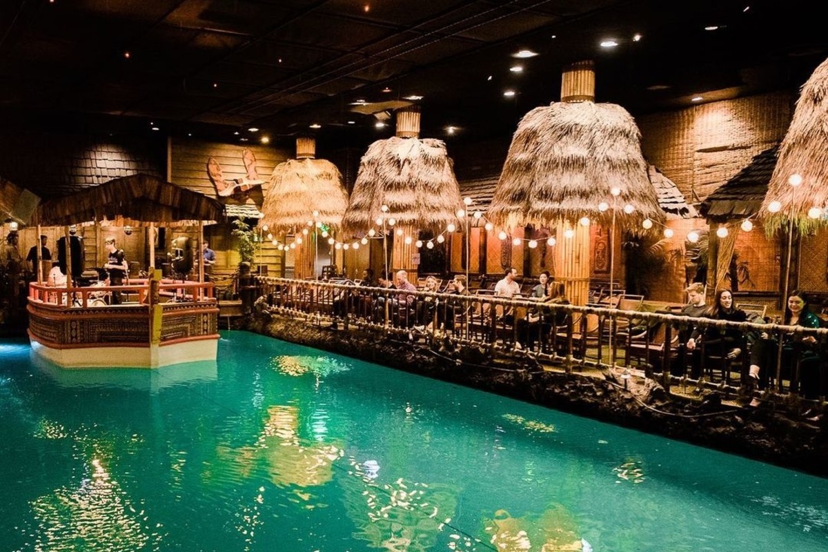 Inside the Tonga Room—the lagoon with the floating bandstand