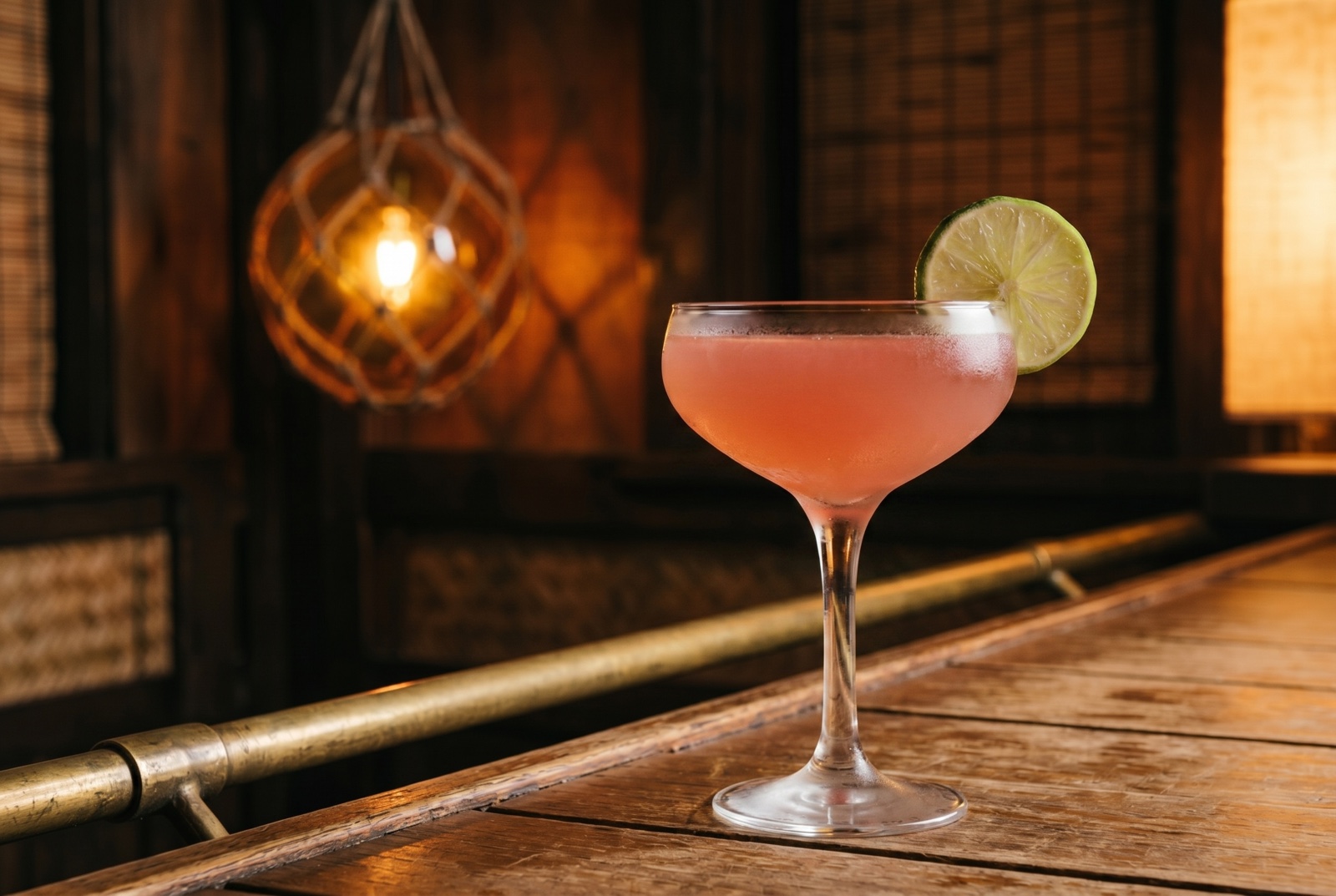 A Bacardi Cocktail—Bacardi rum, lime, and grenadine in a chilled coupe, the 1920s Cuba original