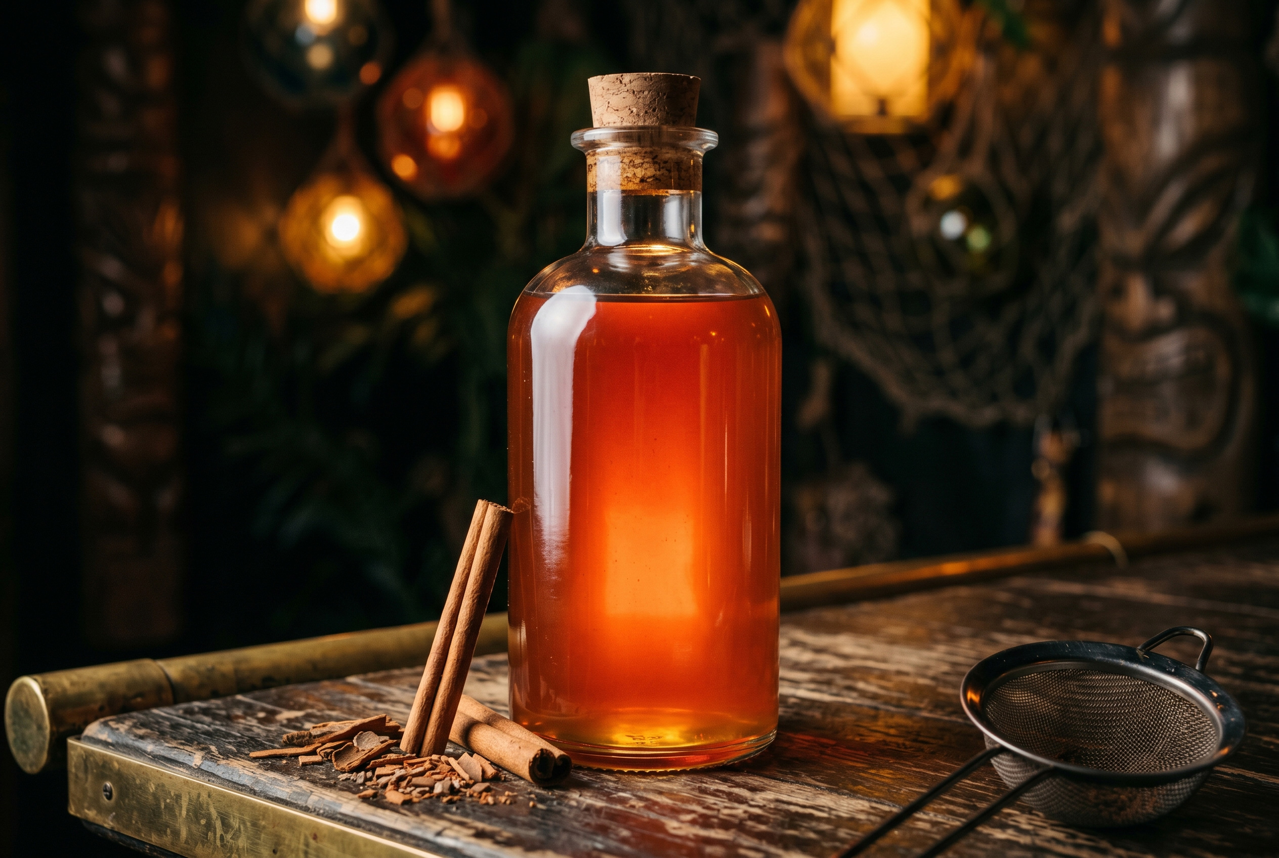 Homemade cinnamon syrup—sugar dissolved into cinnamon-stick infused water, the prerequisite for Don’s Mix