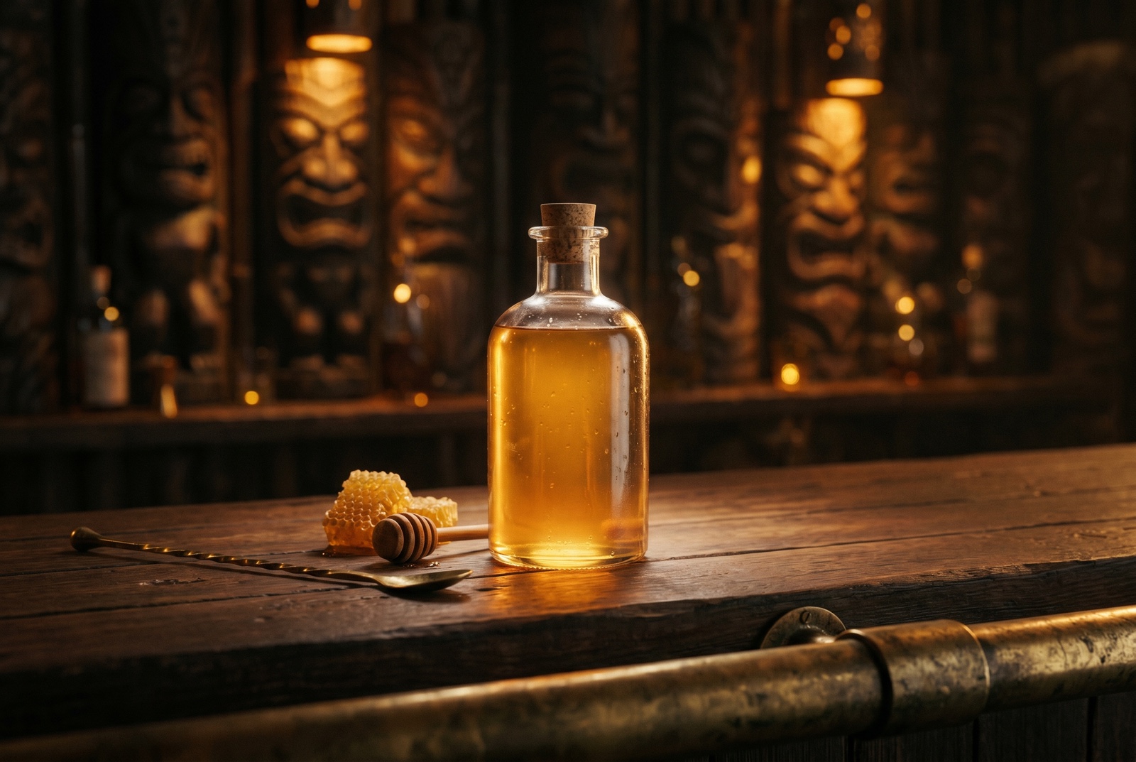 Homemade Honey Mix—a 1:1 dilution of honey and warm water, ready to integrate into shaken cocktails