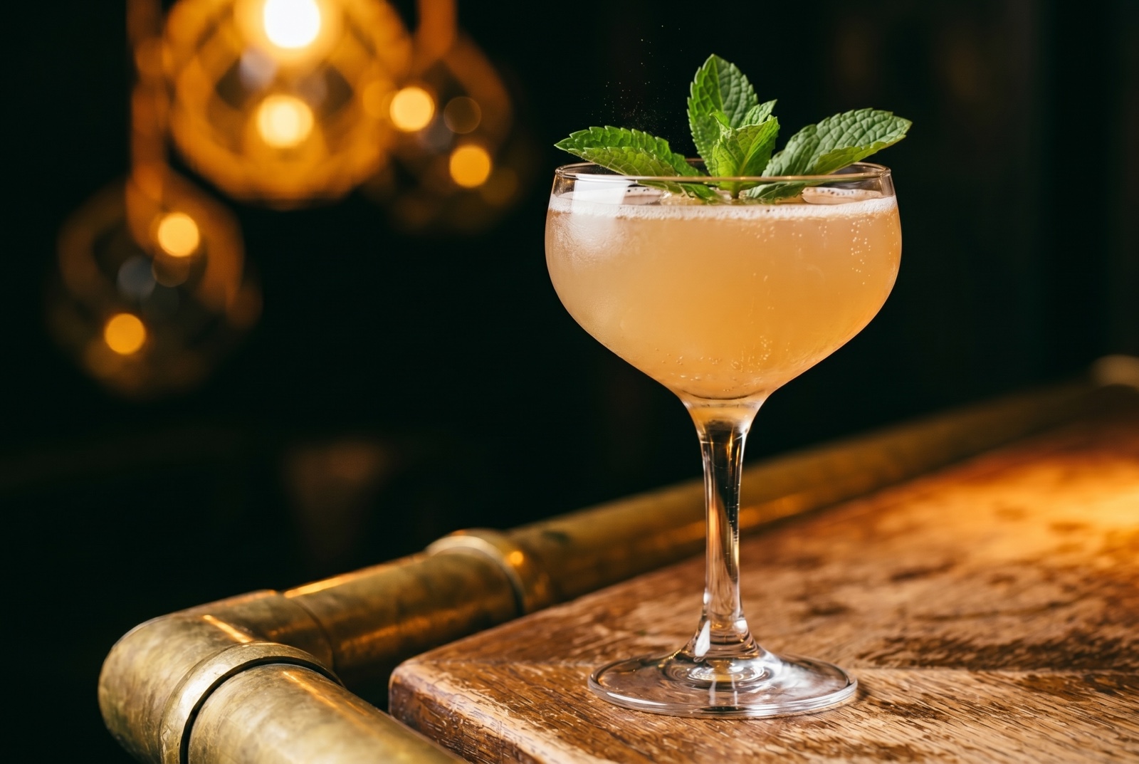 Audrey Saunders’s Old Cuban—aged rum, lime, mint, bitters, sugar, topped with Champagne